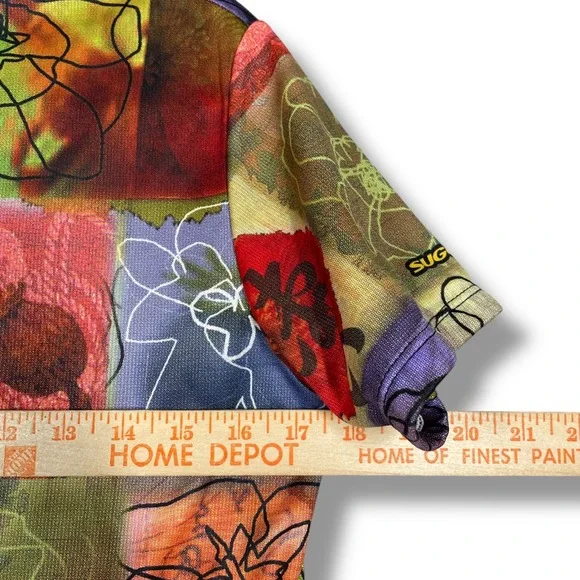 Vintage SUGOI Cycling Jersey Floral Abstract Full Zip Short Sleeve Boho Size M - Picture 6 of 7